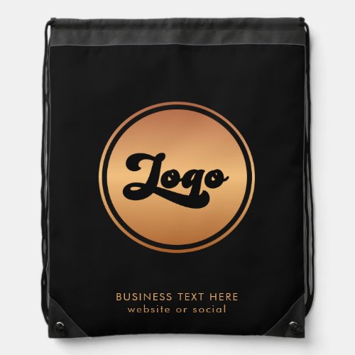 Add Gold Business Company Logo  Text Professional Drawstring Bag