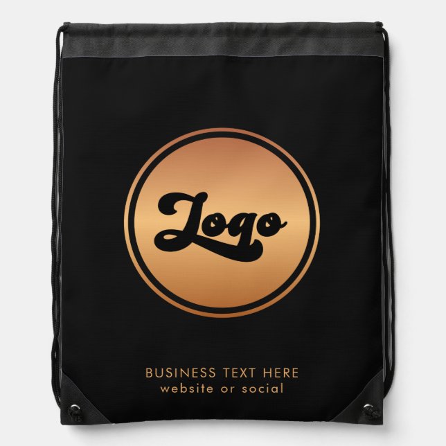Add Gold Business Company Logo & Text Professional Drawstring Bag (Front)