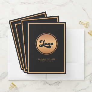 Add Gold Business Company Logo & Text Professional Pocket Folder