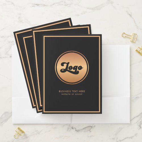 Add Gold Business Company Logo  Text Professional Pocket Folder