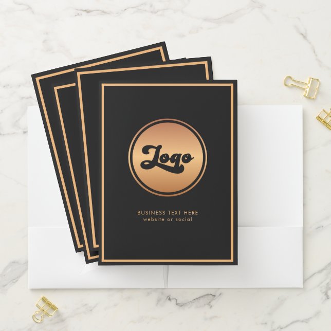 Add Gold Business Company Logo & Text Professional Pocket Folder (In Situ)