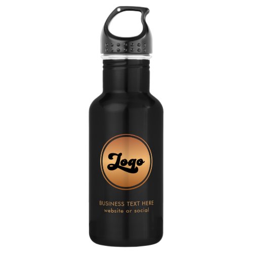 Add Gold Business Company Logo  Text Professional Stainless Steel Water Bottle