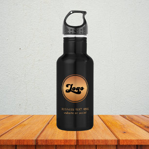 Add Gold Business Company Logo & Text Professional Stainless Steel Water Bottle