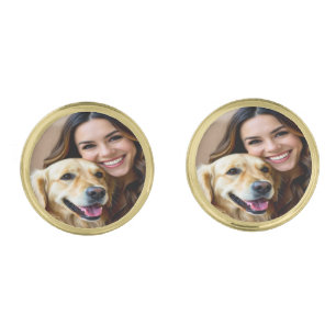 Add Golden Retriever Photo Personalize Cufflinks