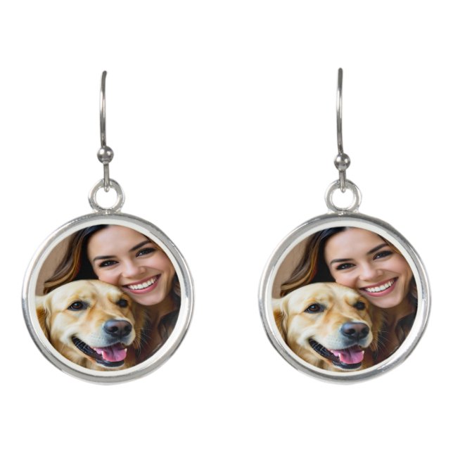 Add Golden Retriever Photo Personalize Earrings (Front)