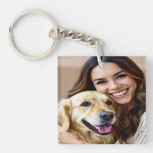 Add Golden Retriever Photo Personalize Keychain