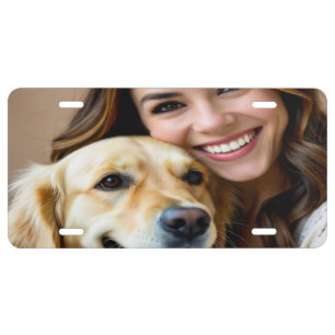 Add Golden Retriever Photo Personalize License Plate