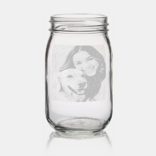 Add Golden Retriever Photo Personalize Mason Jar