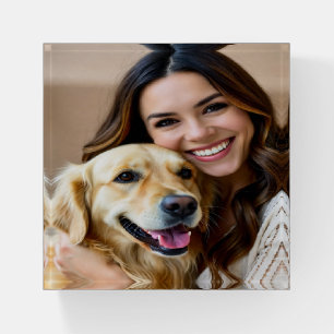 Add Golden Retriever Photo Personalize Paperweight