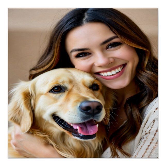 Add Golden Retriever Photo Personalize Poster (Front)
