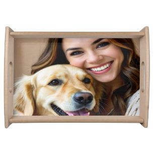 Add Golden Retriever Photo Personalize Serving Tray