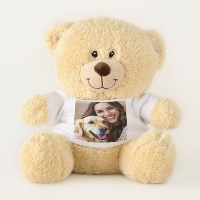 Add Golden Retriever Photo Personalize Teddy Bear (Front)