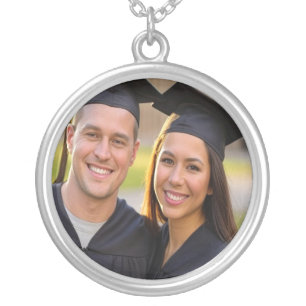 Add Graduation Photo Customize Silver Plated Necklace