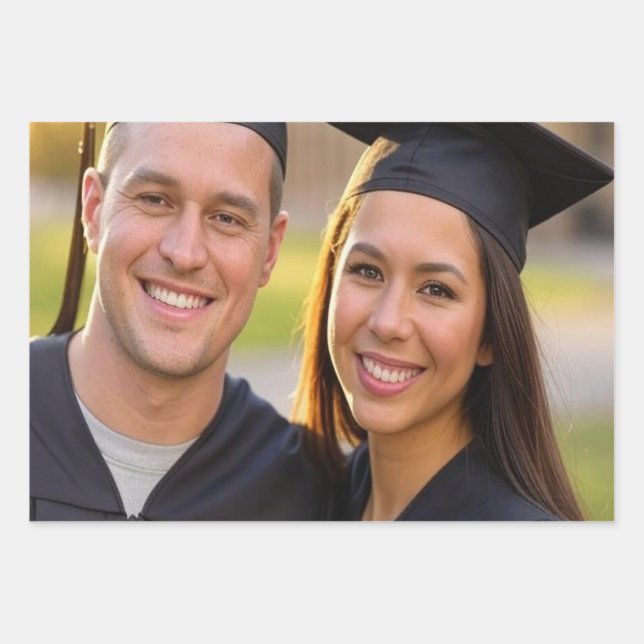 Add Graduation Photo Customize Wrapping Paper Sheets (Front)
