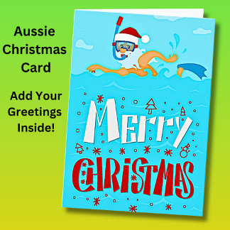 Add Greeting Text Santa Beach Snorkeling Christmas Card