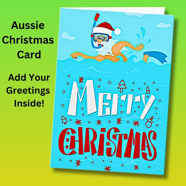 Add Greeting Text Santa Beach Snorkeling Christmas Card (Creator Uploaded)