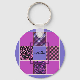 Add Her Name Pink and Purple Keychain