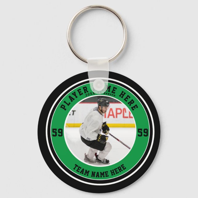 Add Hockey Player Photo | Custom Team Ice Keychain (Front)