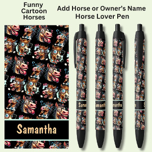 Add Horse or Owner's Name, Funny Cartoon Horses Pen