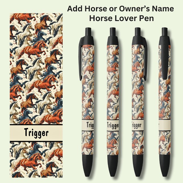 Add Horse or Owner's Name, Galloping Horses Pen (Creator Uploaded)
