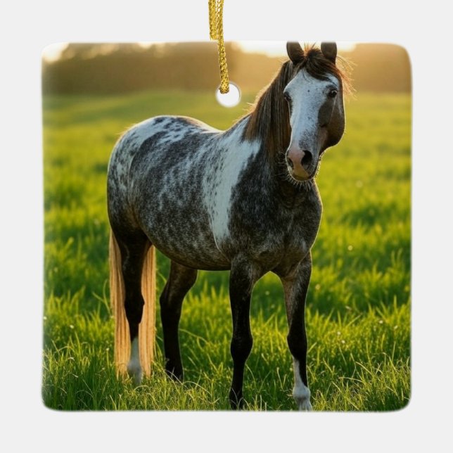 Add Horse Photo Customize Ceramic Ornament (Front)