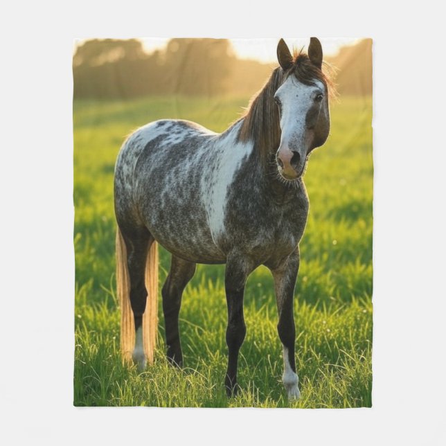 Add Horse Photo Customize Fleece Blanket (Front)