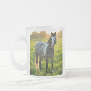 Add Horse Photo Customize Frosted Glass Coffee Mug