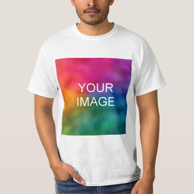 Add Image Logo Personalize Template Mens White T-Shirt (Front)