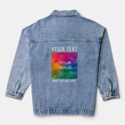 Add Image Logo Text Womens Blue Custom Template Denim Jacket | Zazzle