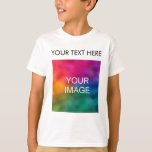 Add Image Photo Text Custom Template Kids Boys T-Shirt<br><div class="desc">Front Design Add Image White Template Kids Boys Add Image Logo Kids Basic T-Shirt.</div>