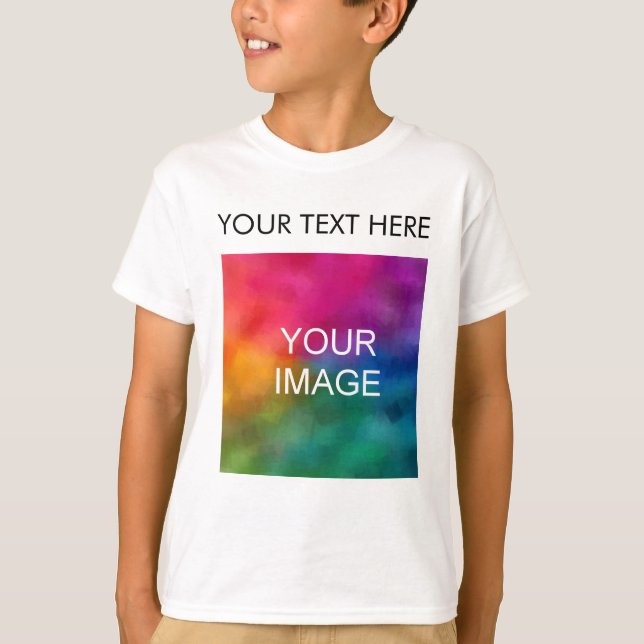 Add Image Photo Text Custom Template Kids Boys T-Shirt (Front)