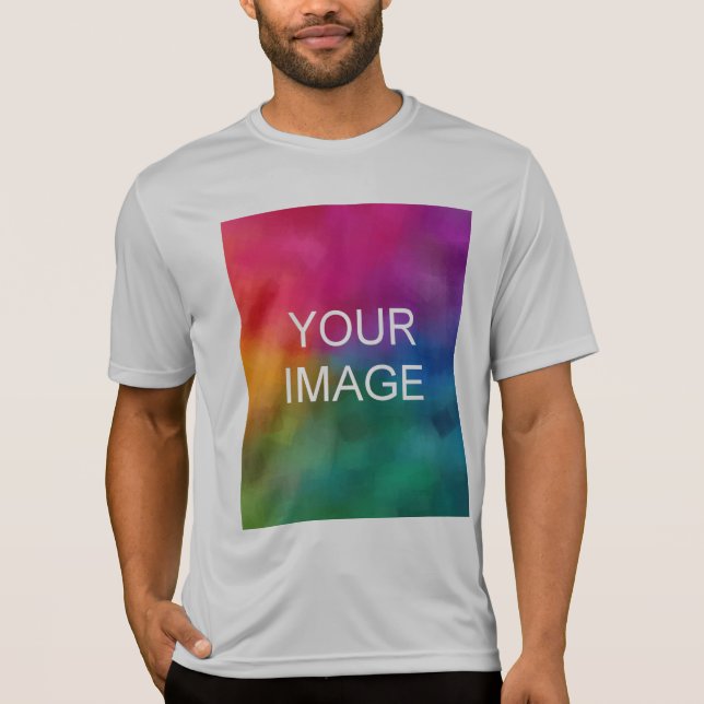 Add Image Text Mens Activewear Sport Modern Silver T-Shirt (Front)