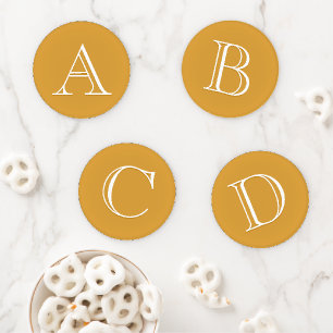 Add Individual Monogrammed Initial Golden Yellow Coaster Set