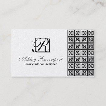 Add Info  Luxury Silver Monogram Business Cards by E_MotionStudio at Zazzle