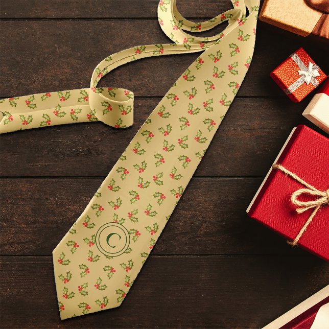 Add Initial Christmas Novelty Traditional Holiday  Neck Tie (Creator Uploaded)