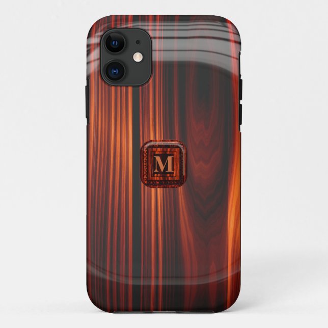 Add Initial Cool Varnished Wood Look iPhone 5 Case (Back)