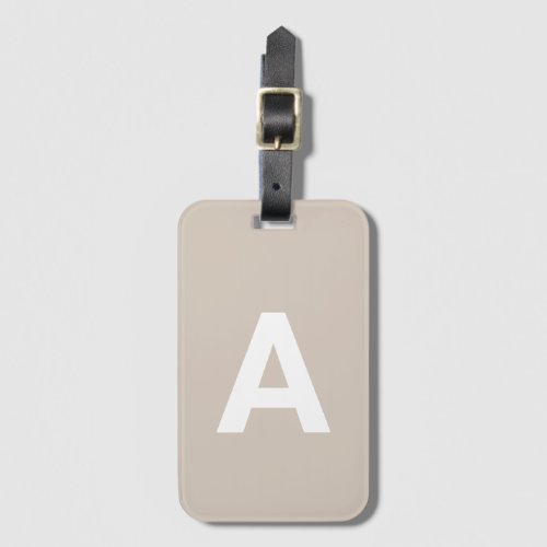 Add initial Monogram Personalised Simple Beige Luggage Tag