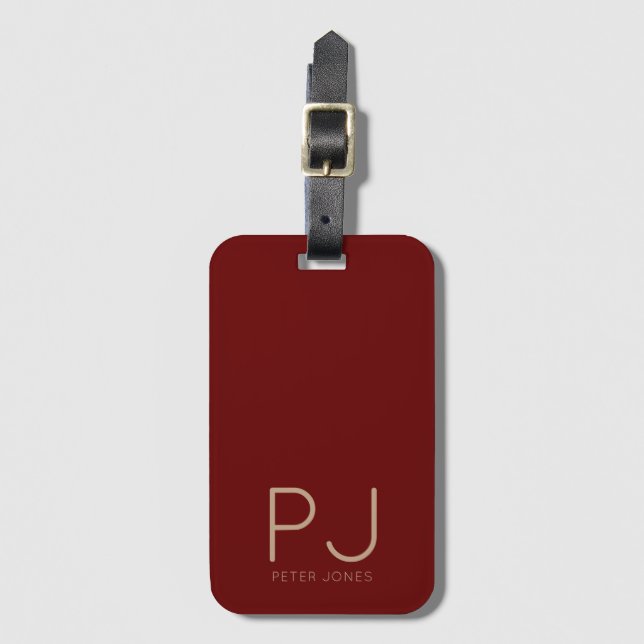 Add initial Monogram Personalized Simple Luggage Tag (Front Vertical)