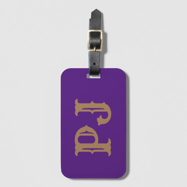 Add initial Monogram Personalized Simple Purple Luggage Tag (Front Vertical)