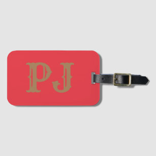 Add initial Monogram Personalized Simple Red Luggage Tag