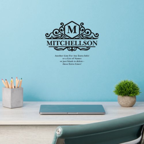 Add Initial Names Text Message Split Monogram 12 Wall Decal