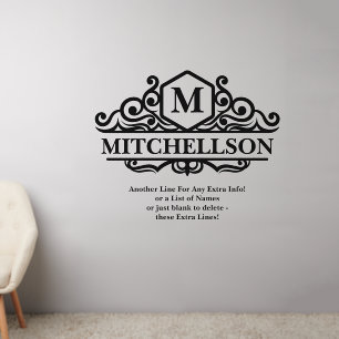 Add Initial Names Text Message Split Monogram 50" Wall Decal