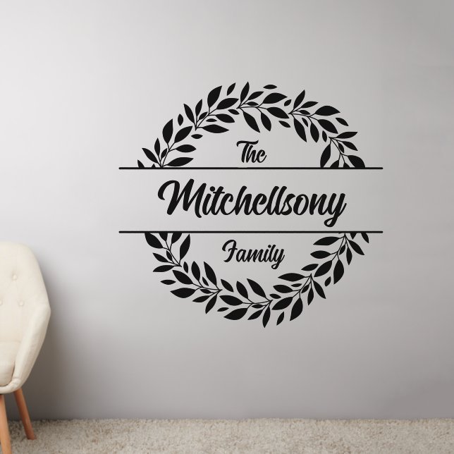 Add Initial Names Text Message Split Monogram 50"  Wall Decal (Living Room 2)