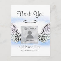 Add Initial | Thank You | Wings Postcard