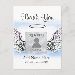 Add Initial Thank You Wings Postcard