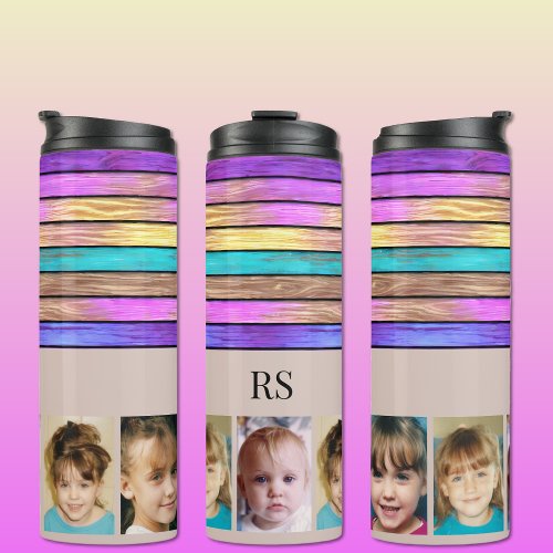 Add initials 5 photo unicorn colors brown thermal tumbler