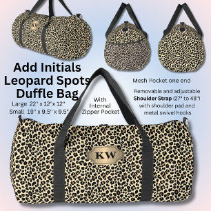 Add Initials, Brown Leopard Spots Duffle Bag