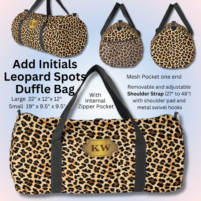Add Initials, Brown Leopard Spots Duffle Bag (Creator Uploaded)