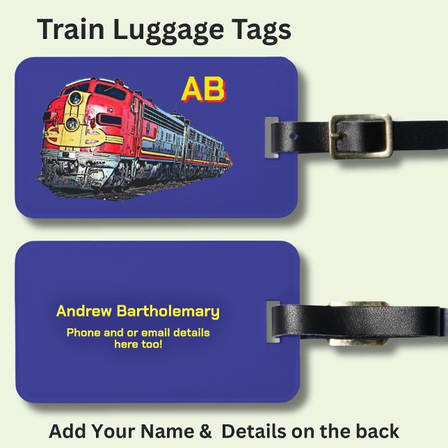 Add Initials Name & Details - Diesel Locomotive Luggage Tag (Creator Uploaded)