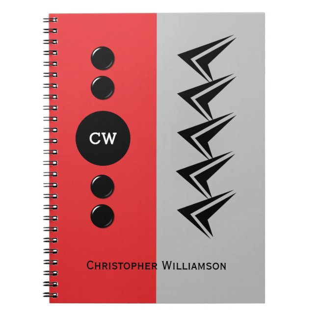 Add initials name red and grey notebook (Front)